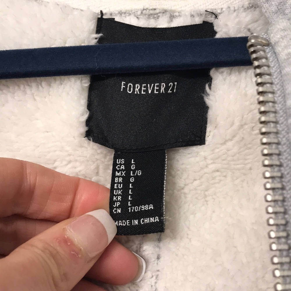 Grey Fleece Lined Zip Up Hoodie - Picture 6 of 8